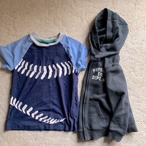 Boy 6-7 t shirt, 5 t sweatshirt